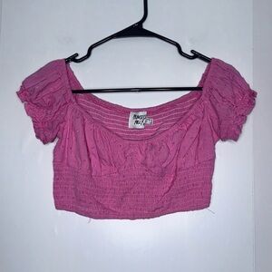 Princess Polly pink crop smocked top size 6